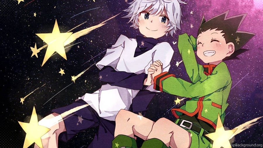 Cute Killua And Gon Holding Hands Wallpaper