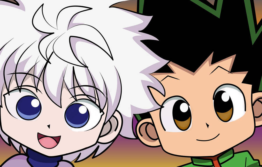 Cute Killua Chibified With Gon Wallpaper