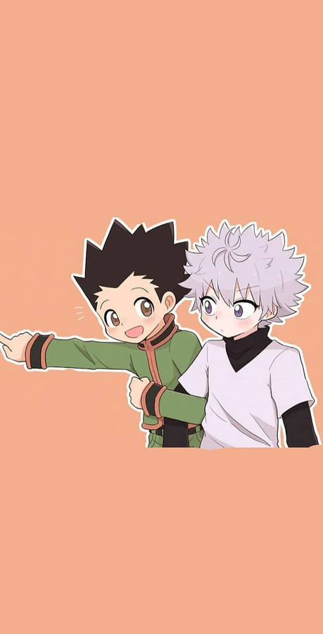 Cute Killua With Gon Minimalist Wallpaper