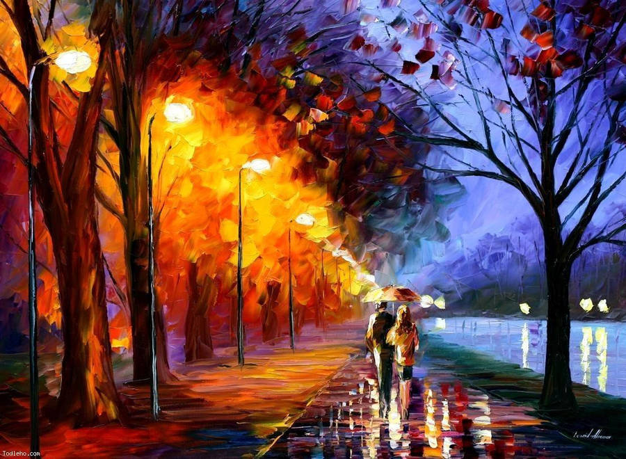 Cute Love Couple Paint Art Wallpaper