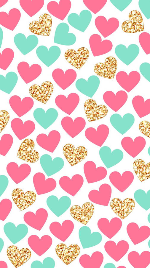 Cute Love Heart In Different Colors Wallpaper