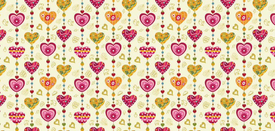 Cute Love Heart Pastel Design Wallpaper