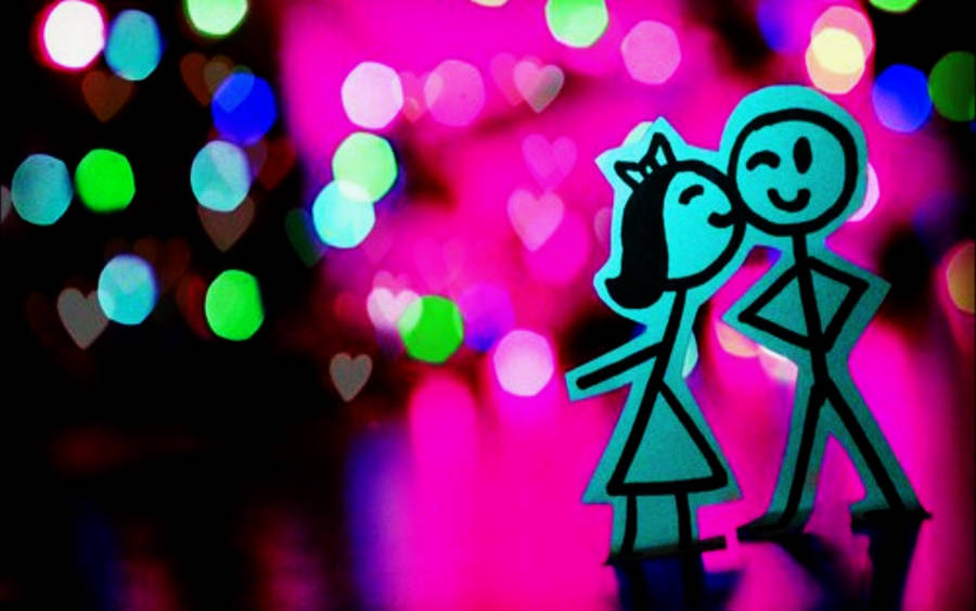 Cute Love Paper Stickman Wallpaper