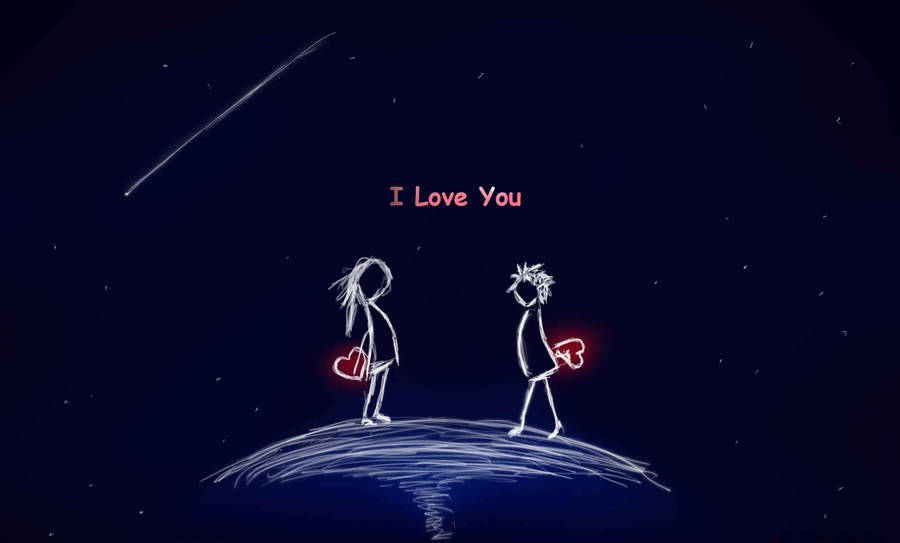 Cute Love Story In Stickman Drawing Wallpaper