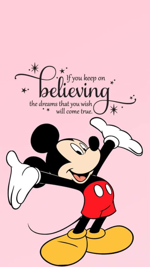 Cute Mickey Mouse Pink Quote Wallpaper