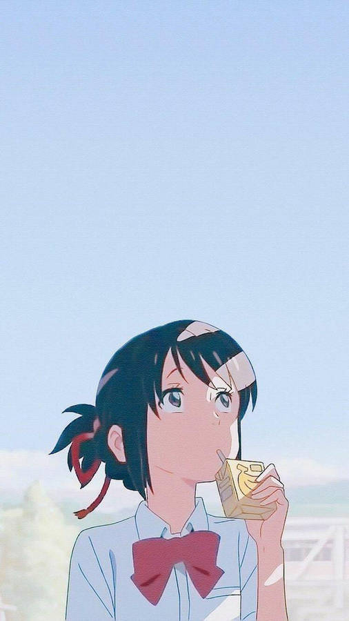 Cute Mitsuha Kimi No Na Wa Phone Wallpaper