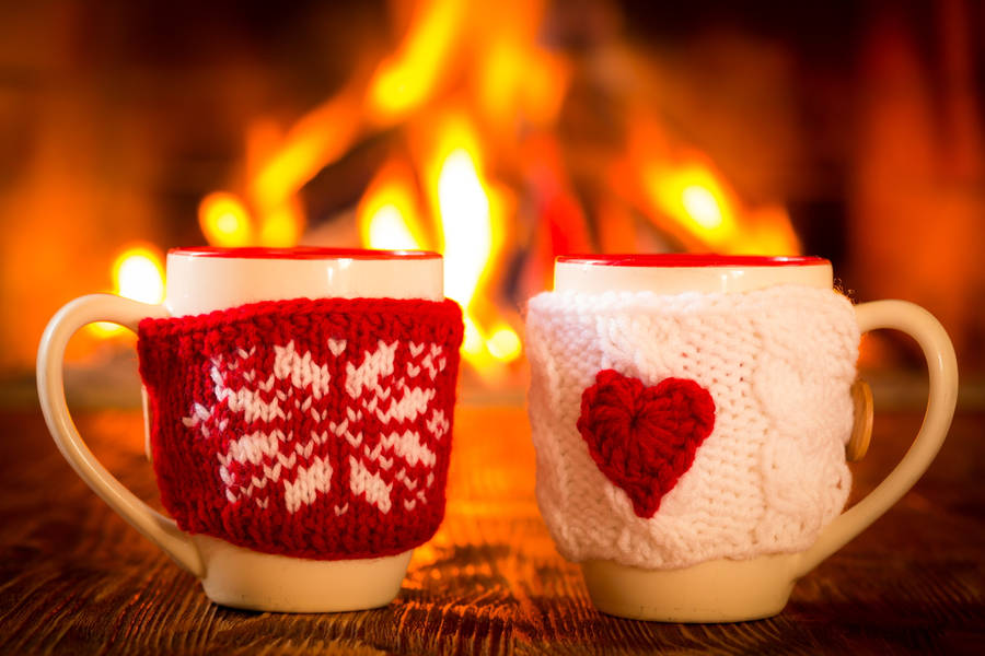 Cute Mug Fireplace Wallpaper