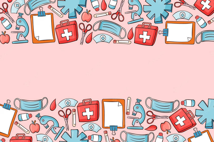 Cute Nurse Medical Pattern Border Wallpaper