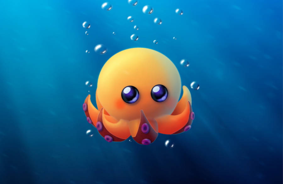 Cute Orange Octopus Wallpaper