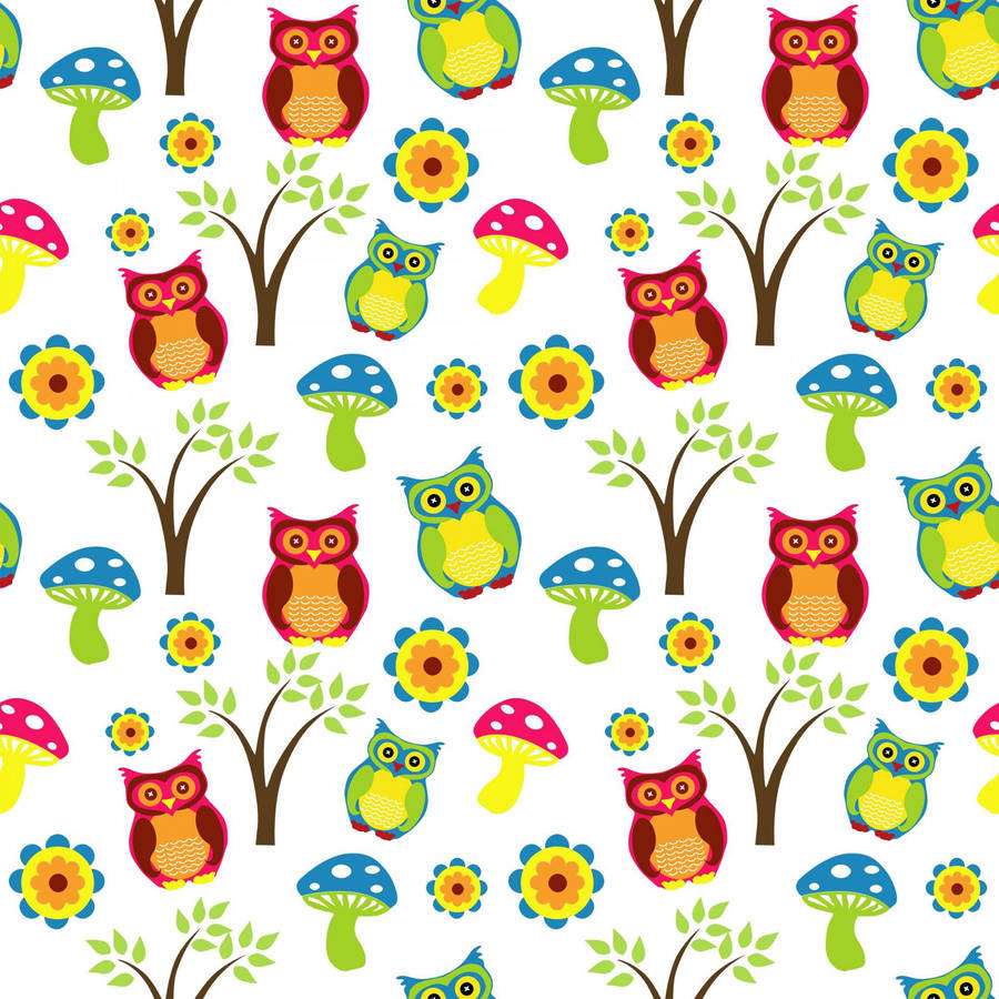 Cute Owls Pattern Wallpaper