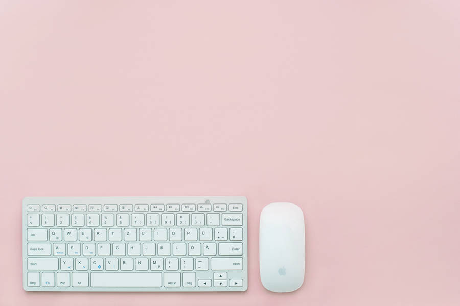 Cute Pastel Aesthetic Keyboard And Mouse Wallpaper