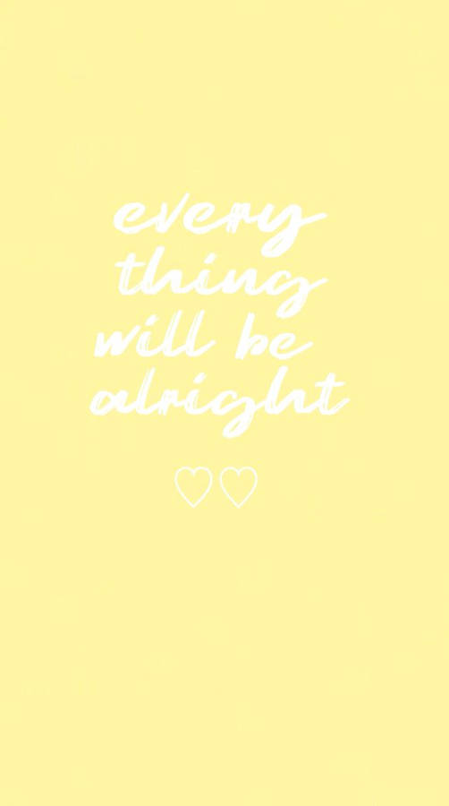 Cute Pastel Yellow Aesthetic Hearts Quote Wallpaper