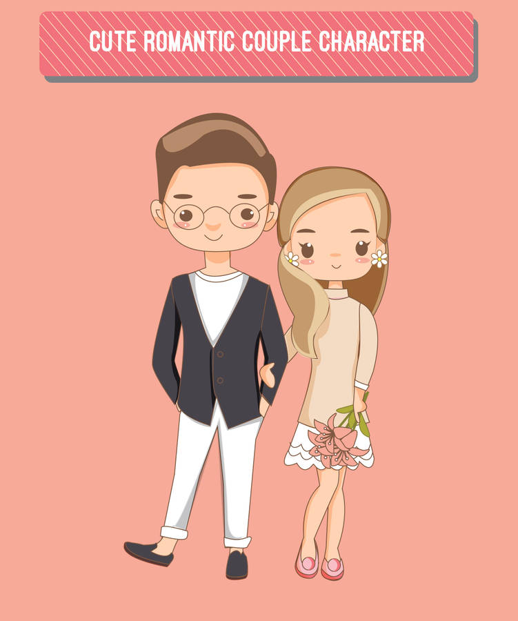 Cute Peach Cartoon Couple Wallpaper