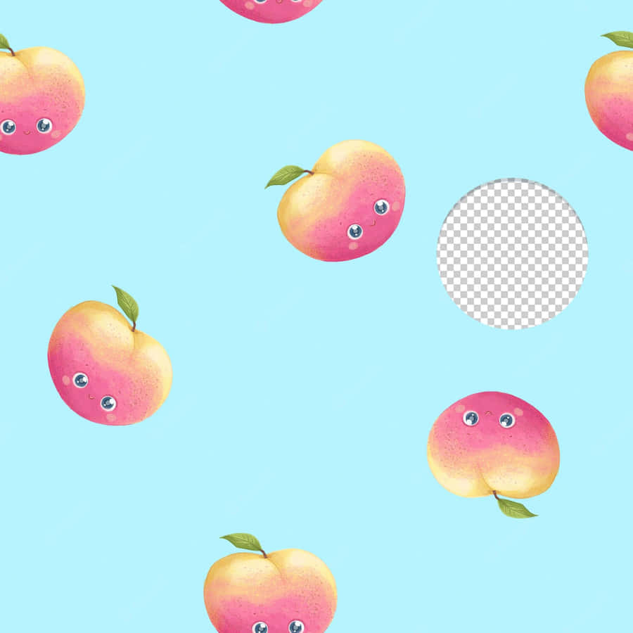 Cute Peach Eye Art Blue Background Wallpaper