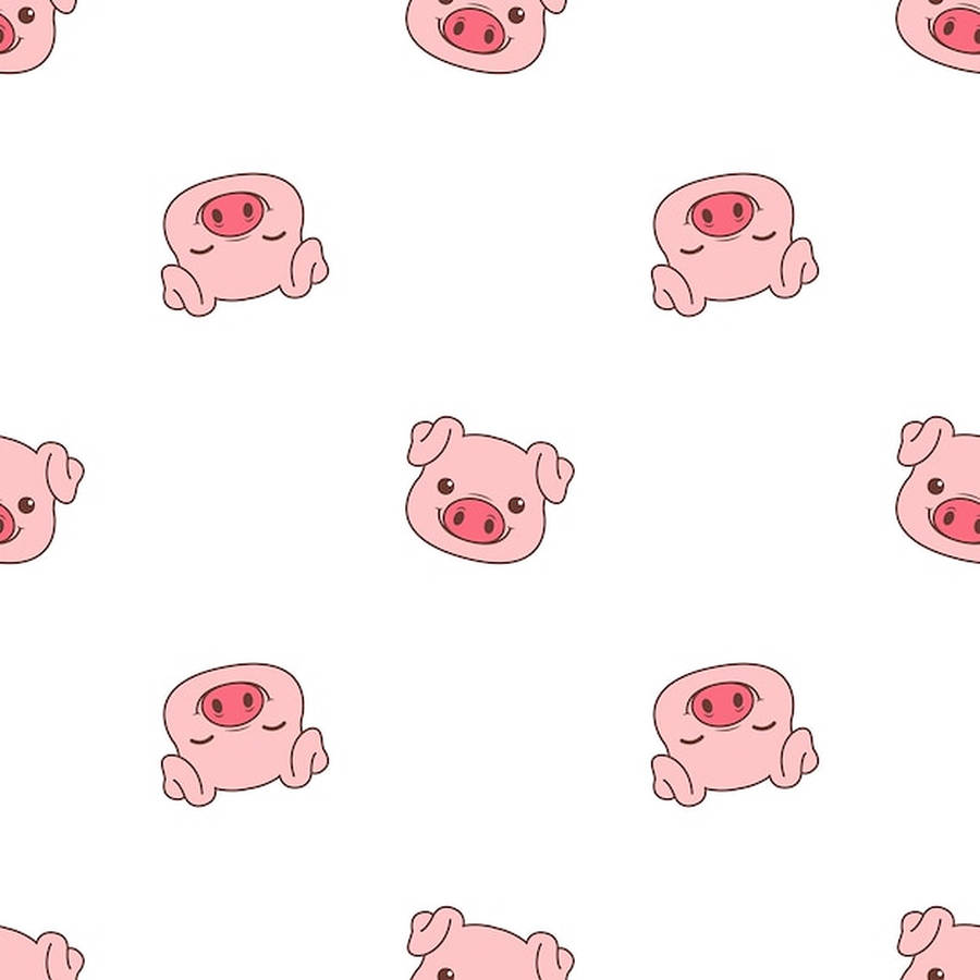 Cute Pig Head Pattern Wallpaper