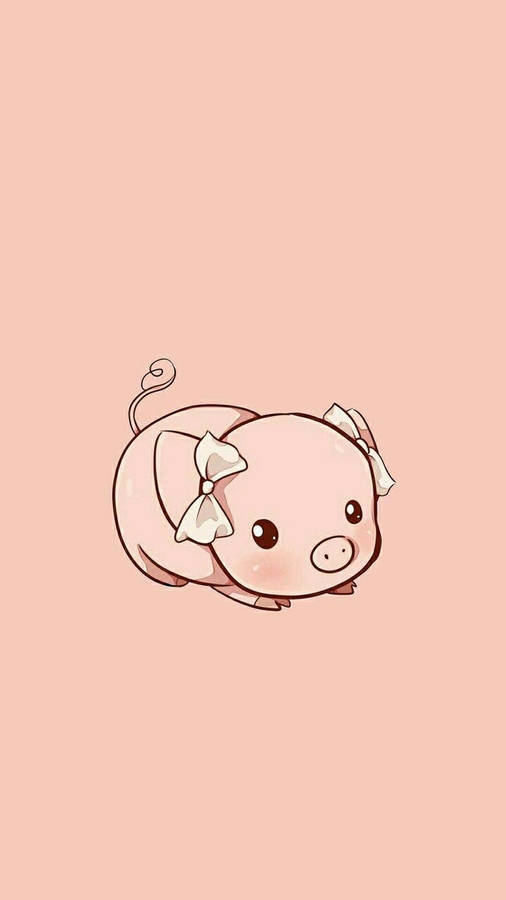 Cute Pig Pink Bow Wallpaper