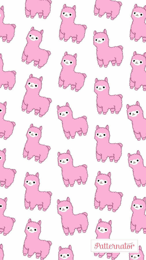 Cute Pink Alpaca Pattern Art Wallpaper
