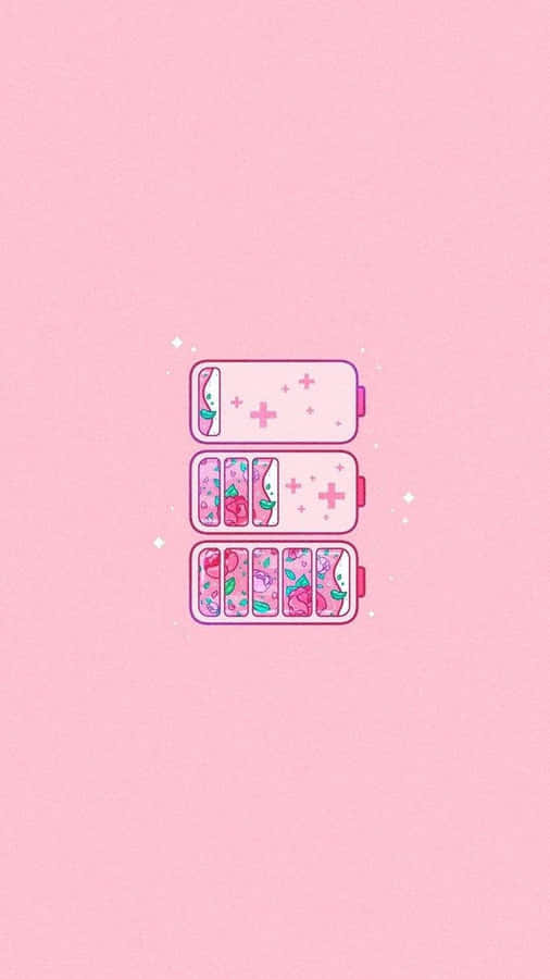 Cute Pink Batteries Digital Art Wallpaper