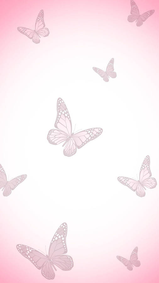 Cute Pink Butterfly On Gradient Pink Background Wallpaper