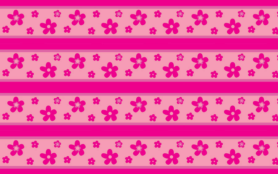 Cute Pink Floral Stripes Wallpaper
