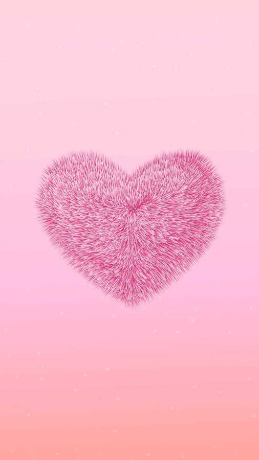 Cute Pink Fluffy Heart Wallpaper