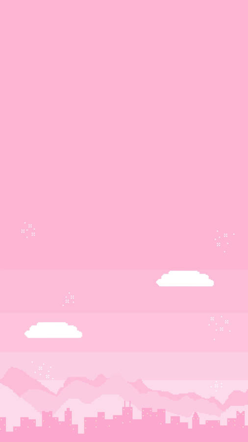 Cute Pink Pixelated Art Wallpaper