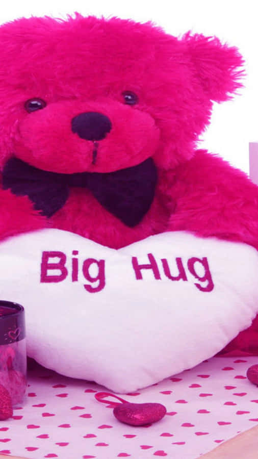 Cute Pink Teddy Bear Big Hug Wallpaper