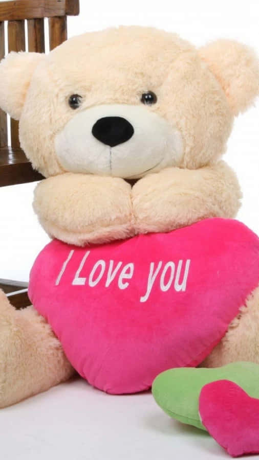 Cute Pink Teddy Bear I Love You Heart Wallpaper