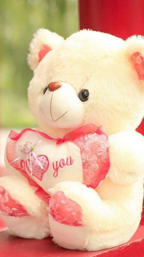 Cute Pink Teddy Bear Love Wallpaper