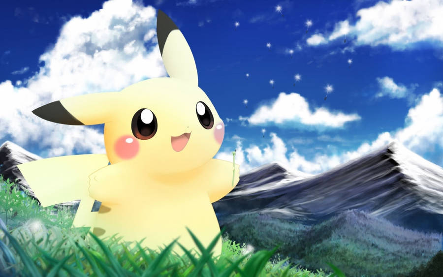 Cute Pokemon Pikachu In Nature Wallpaper