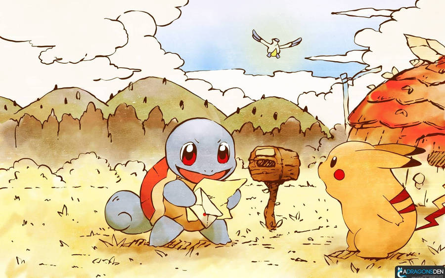 Cute Pokemon Squirtle Letter Wallpaper