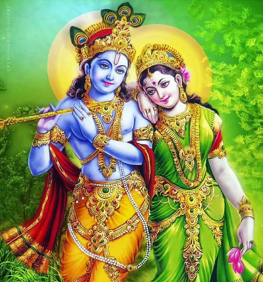 Cute Radha Krishna Heart Sun Wallpaper