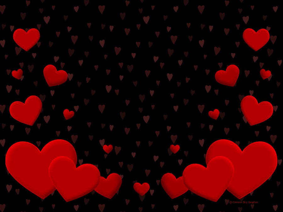 Cute Red And Black Love Heart Wallpaper