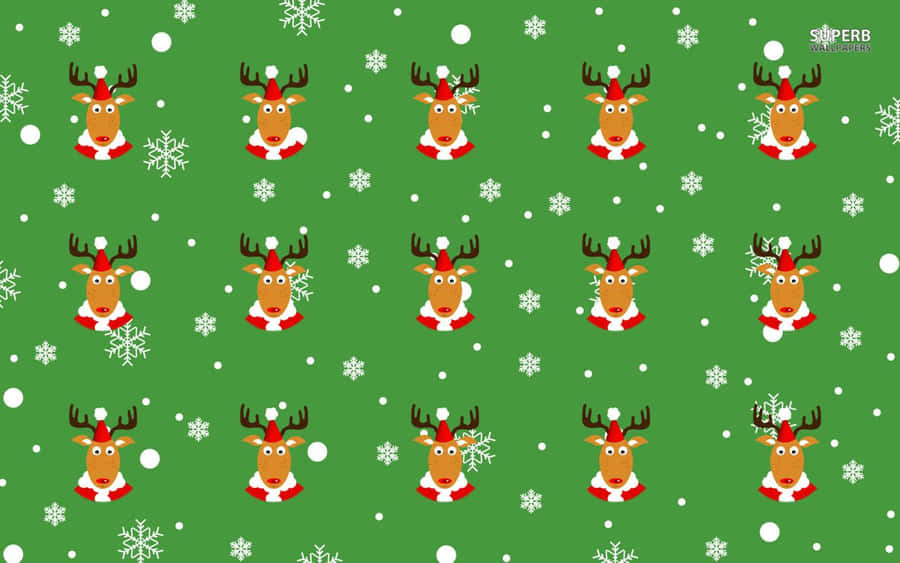 Cute Reindeer Christmas Pattern Wallpaper
