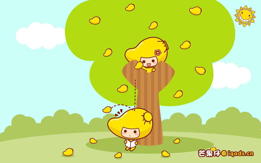 Cute Ripe Mango Sticker Wallpaper