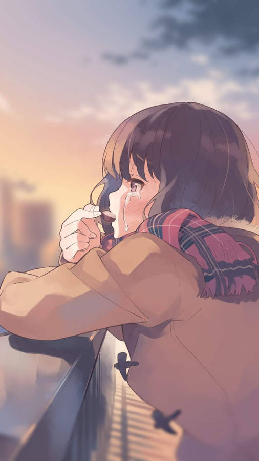 Cute Sad Anime Girl Wallpaper