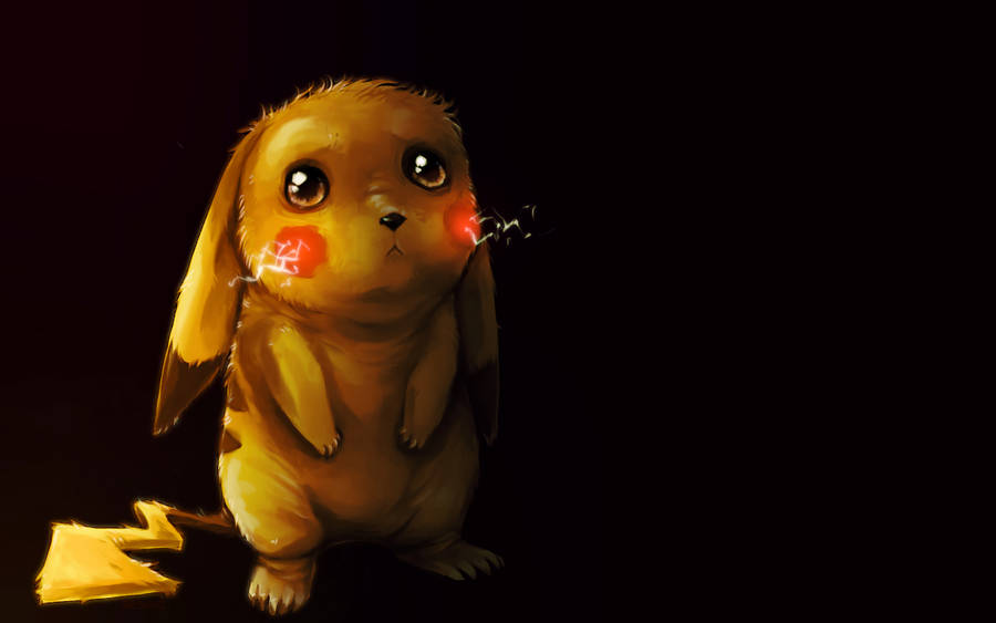 Cute Sad Pikachu In Black Wallpaper