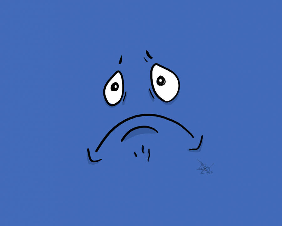 Cute Sad Smiley In Blue Wallpaper