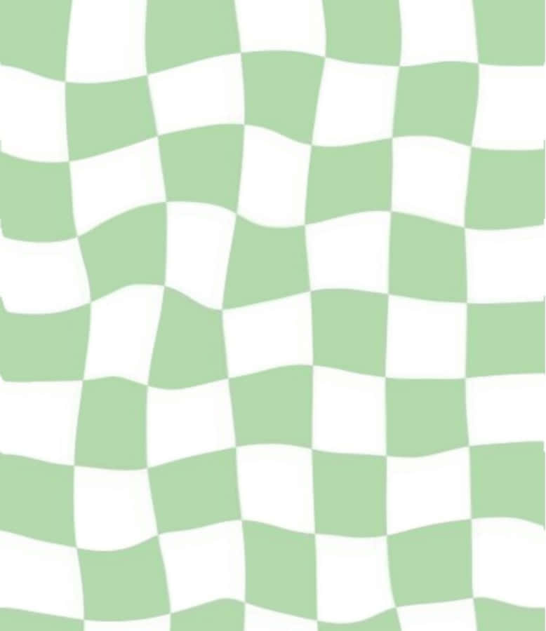 Cute Sage Green And White Checkered Pattern Wallpaper