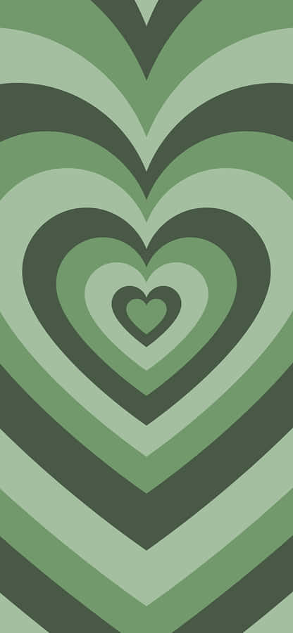 Cute Sage Green Concentric Hearts Wallpaper