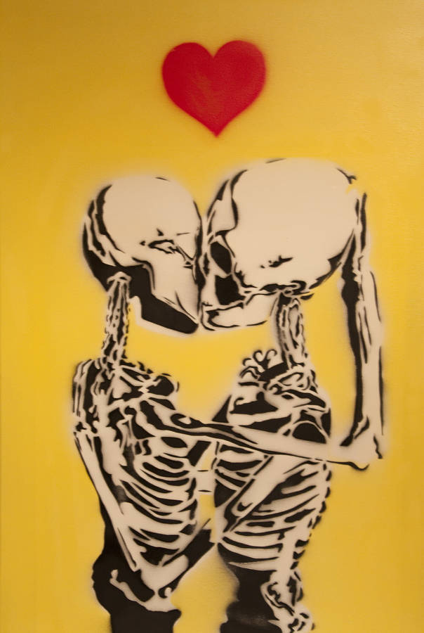 Cute Skeleton Iphone Couple Kiss Wallpaper