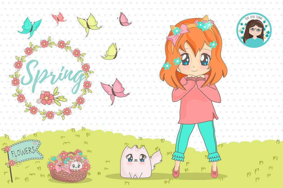 Cute Spring Cartoon Art Wallpaper