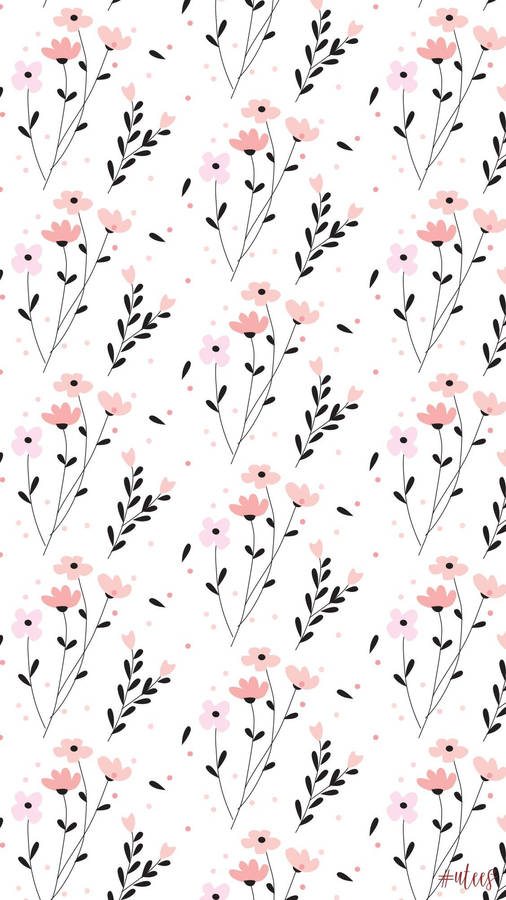 Cute Spring Pink Flower Pattern Wallpaper