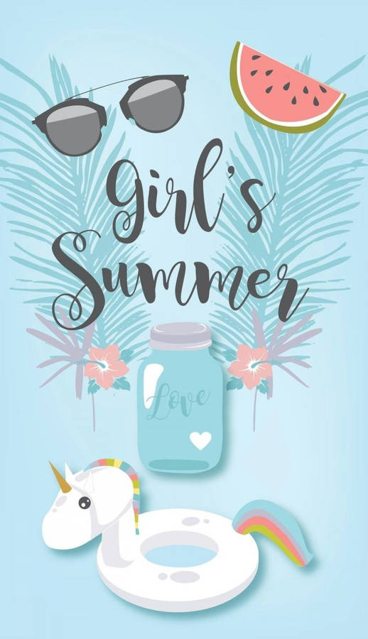 Cute Summer Girl Art Wallpaper