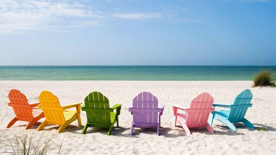 Cute Summer Rainbow Chair Wallpaper