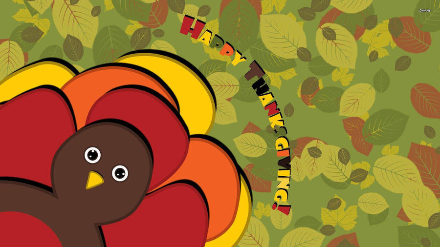 Cute Thanksgiving Green Leaf Art Wallpaper