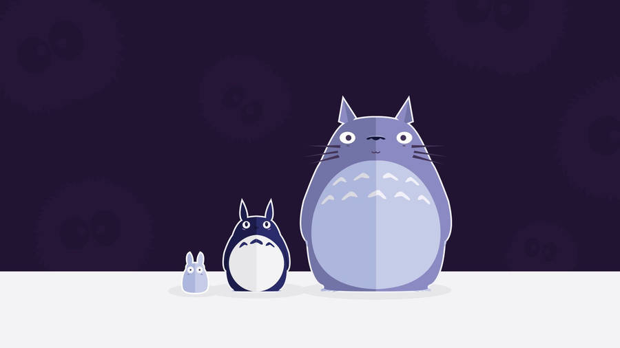 Cute Three Indigo Totoro Wallpaper