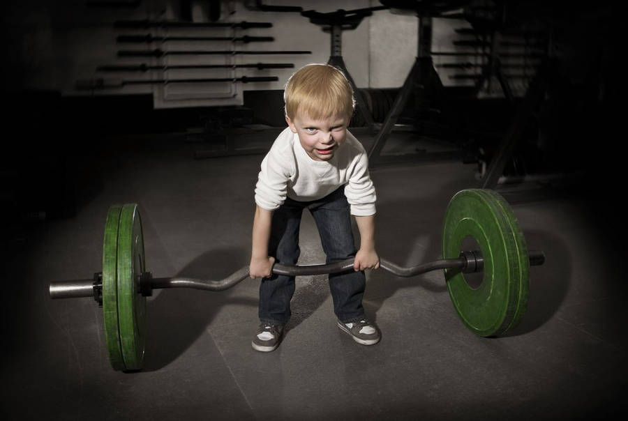 Cute Toddler Weight Lifting Wallpaper