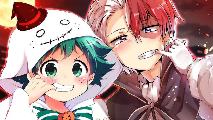 Cute Todoroki With Young Midoriya Wallpaper