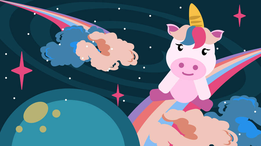 Cute Vector Illustration Galaxy Unicorn Wallpaper